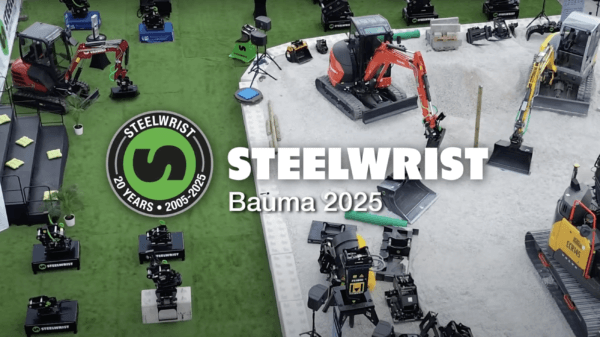 a video about Steelwrist at Bauma, showing the Steelwrist stand