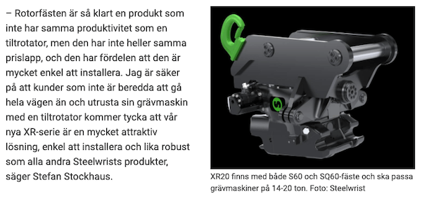 Steelwrist rotorfästen